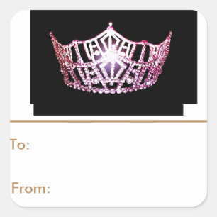 Miss America Pink Crown Peel & Stick Gift Tags
