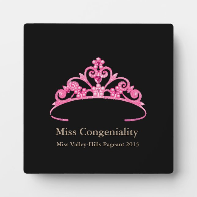 Miss America Pink Tiara Crown Awards Plaque (Devant)