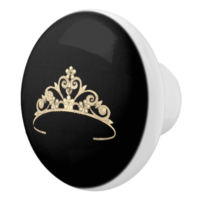 Miss America Princess Crown Ceramic Cabinet Knob (Right)