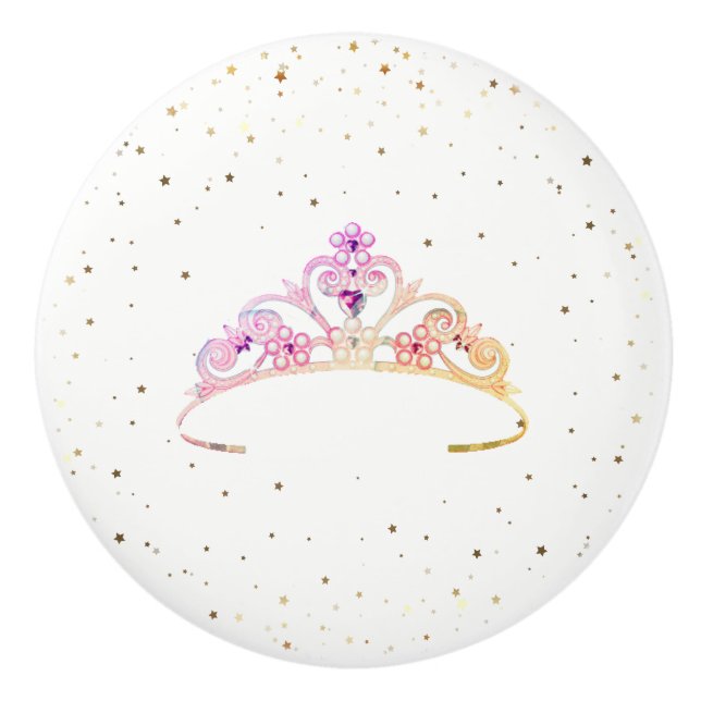 Miss America Princess Crown Ceramic Cabinet Knob (Front)