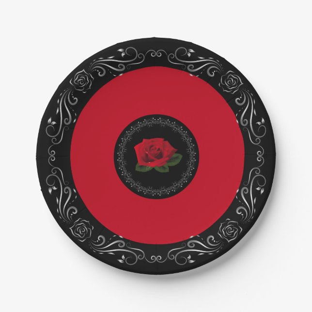 Miss America Red Rose 7" Paper Plates (Front)
