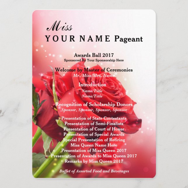 Miss America Red Rose Pageant Awards Ball Program (Front)