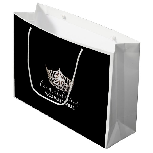 Miss America Silver Crown B&W Gift Bag-Large Large Gift Bag (Front Angled)