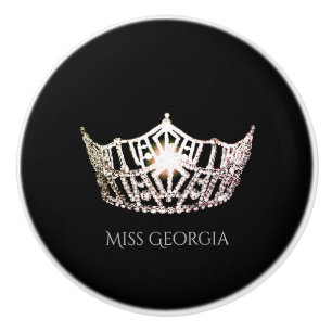 Miss America Silver Crown Ceramic Cabinet Knob