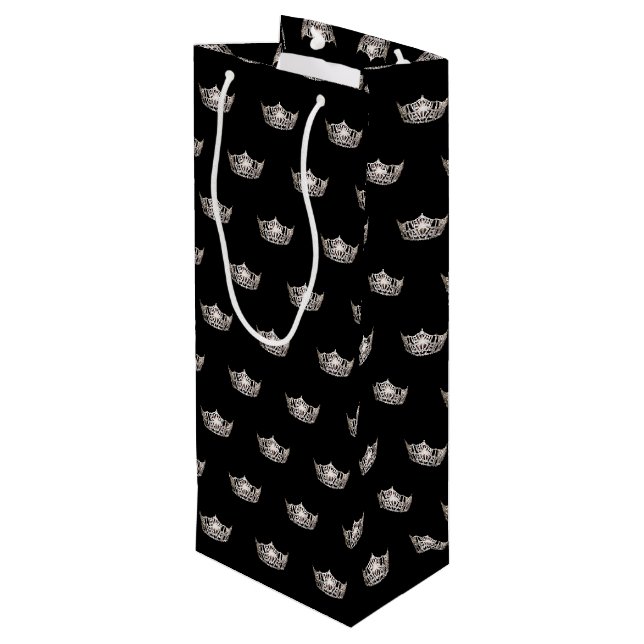 Miss America Silver Crown Gift Bag-Tall Slender Wine Gift Bag (Back Angled)