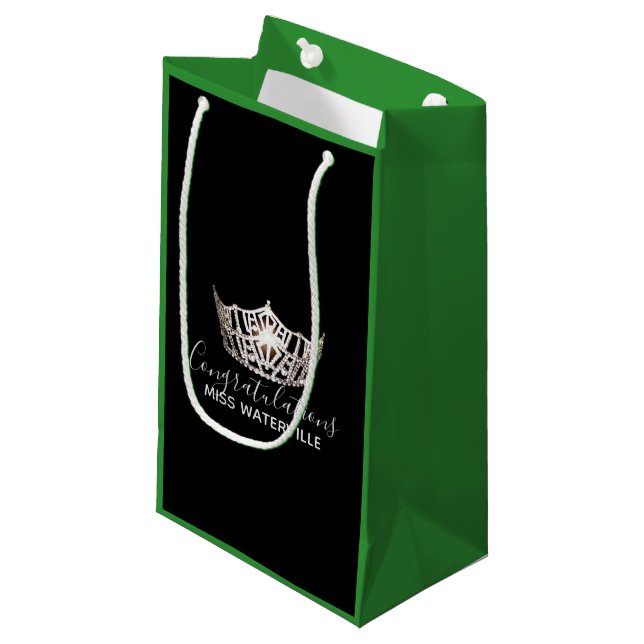 Miss America Silver Crown Green Gift Bag-Small Small Gift Bag (Front Angled)