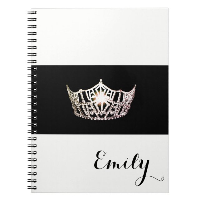 Miss America Silver Crown Notebook- Custom Name Notebook (Front)