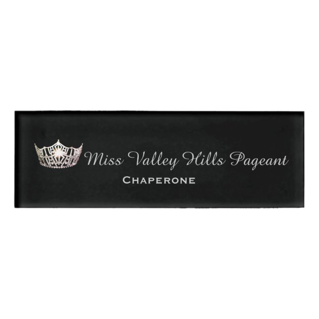Miss America Silver Crown Rectangle Name Tag (Front)