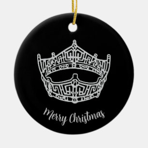 Miss America Silver Crown Round Ornament