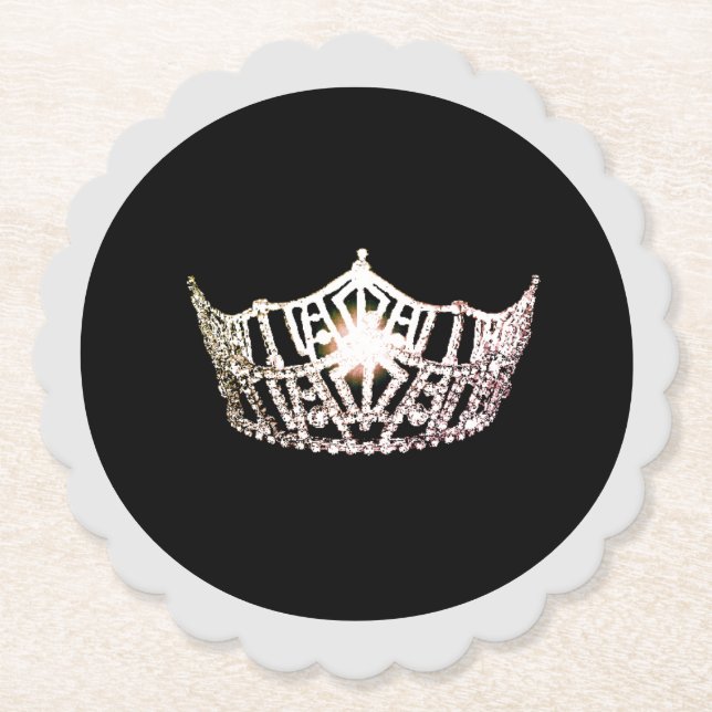 Miss America Silver Crown Sclpd Paper Coasters (Front)