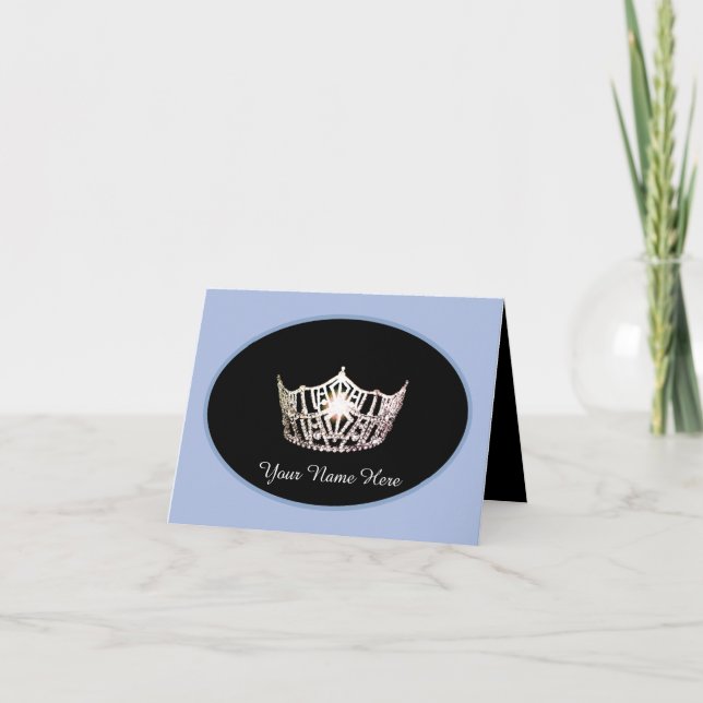 Miss America Silver Crown Thank You Card- Lt Blue (Front)