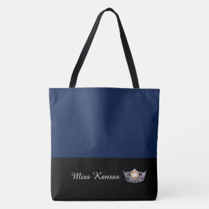 Miss America Silver Crown Tote Bag-Large Navy Bag