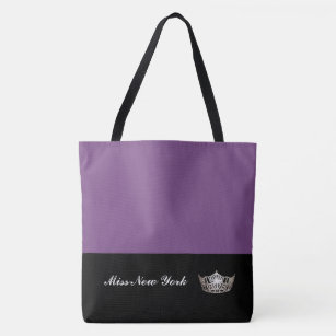 Miss America Silver Crown Tote Bag-Large Purple