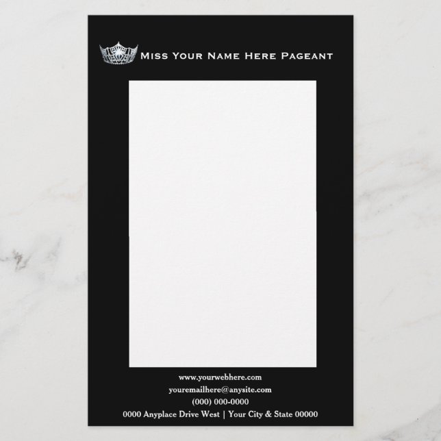 Miss America style Bold Black Custom Letterhead (Front)