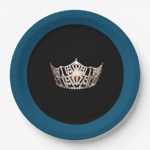 Miss America style Champagne Crown 9" Paper Plates