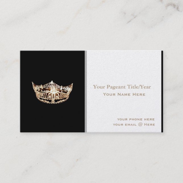 Miss America style Crown Custom Business Cards (Front)
