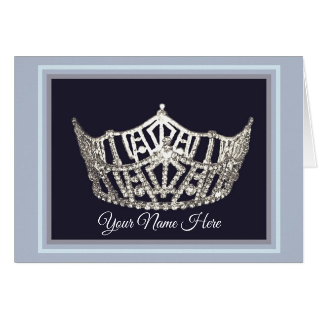 Miss America style Crown Custom Note Card (Front Horizontal)