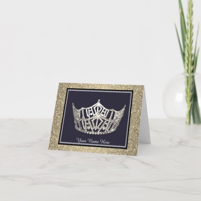 Miss America style Crown Custom Note Card (Front)