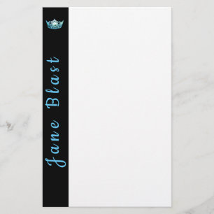 Miss America style Crown Stationery-Turquoise/Wht Stationery