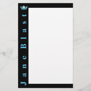 Miss America style Crown Stationery-Turquoise/Wht Stationery