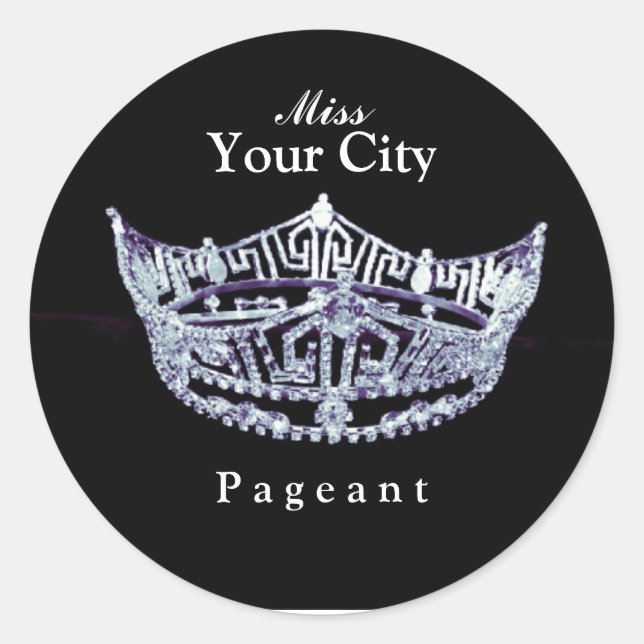 Miss America style Custom Crown Round Sticker (Front)