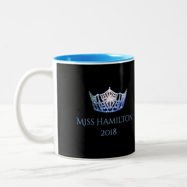 Miss America style Custom Name Blue Crown  Mug (Left)