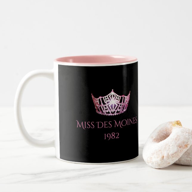 Miss America style Custom Name Pink Crown  Mug (With Donut)