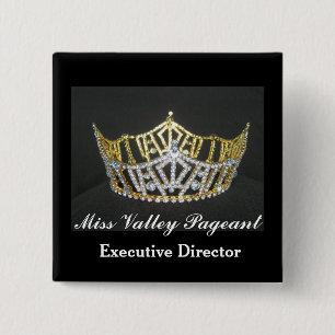 Miss America Style Custom Pageant Buttons-Crown 2 Inch Square Button