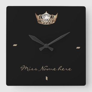 Miss America style Gold Crown Clock