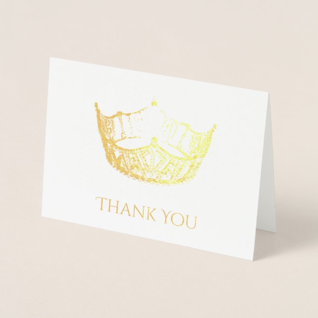 Miss America Style Gold Foil Crown Thank You Card (Front)