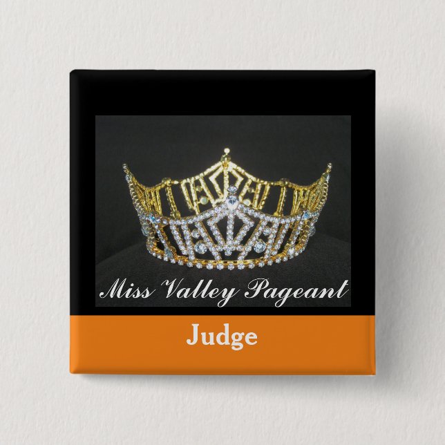 Miss America Style Judges Custom Button Pin (Front)
