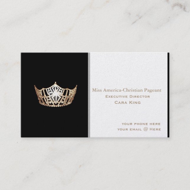 Miss America style Pageant Business Cards (Front)