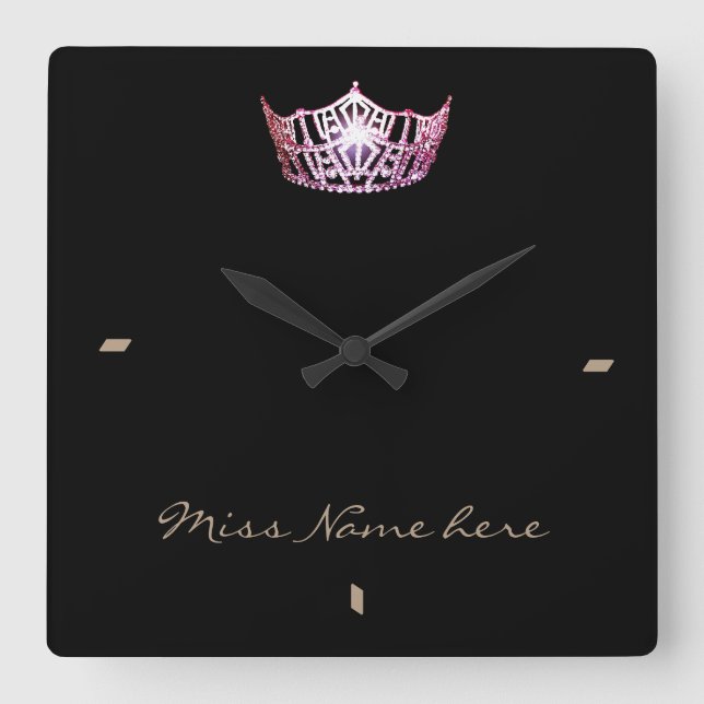 Miss America style Pink Crown Clock (Front)