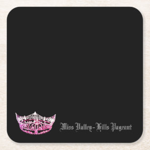 Miss America style Pink Crown Paper Coasters