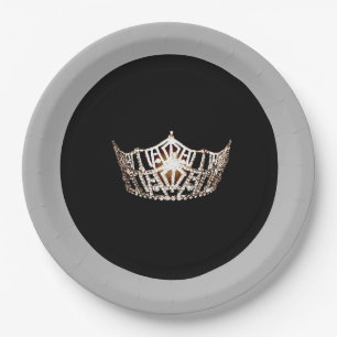 Miss America style Platinum Crown 9" Paper Plates