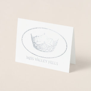 Miss America Style Silver Foil Crown Note Card-Sm Card