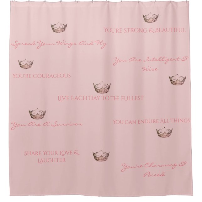 Miss America Uplifting Pink Crown Shower Curtain (Front)