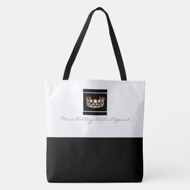 Miss America USA Custom Colour Crown Tote Blck/Wht (Front)