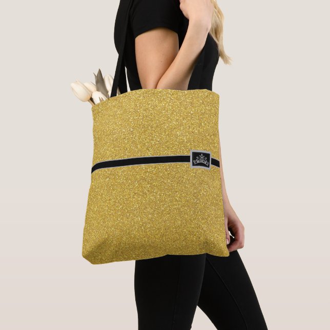 Miss America USA Pageant Tiara Glitter Tote Bag (Close Up)