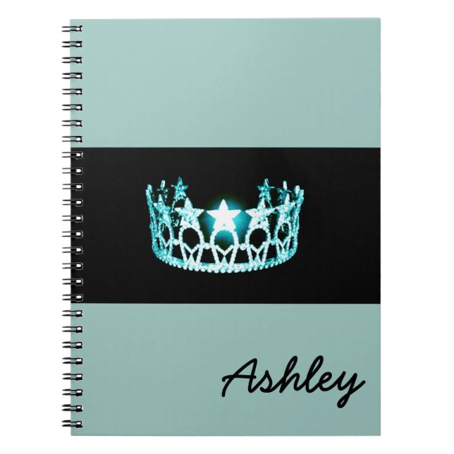 Miss America USA Teal Crown Custom Aqua Notebook (Front)
