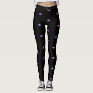 Miss America Women's Dark Pink Crown Leggings