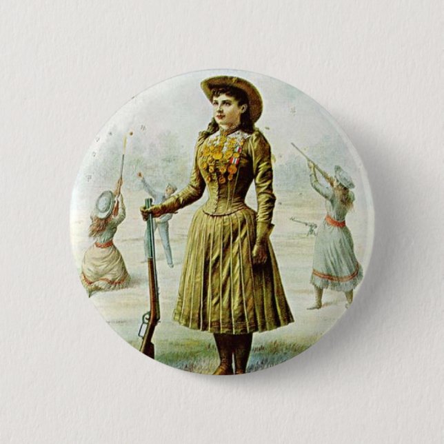 Miss Annie Oakley 2 Inch Round Button (Front)