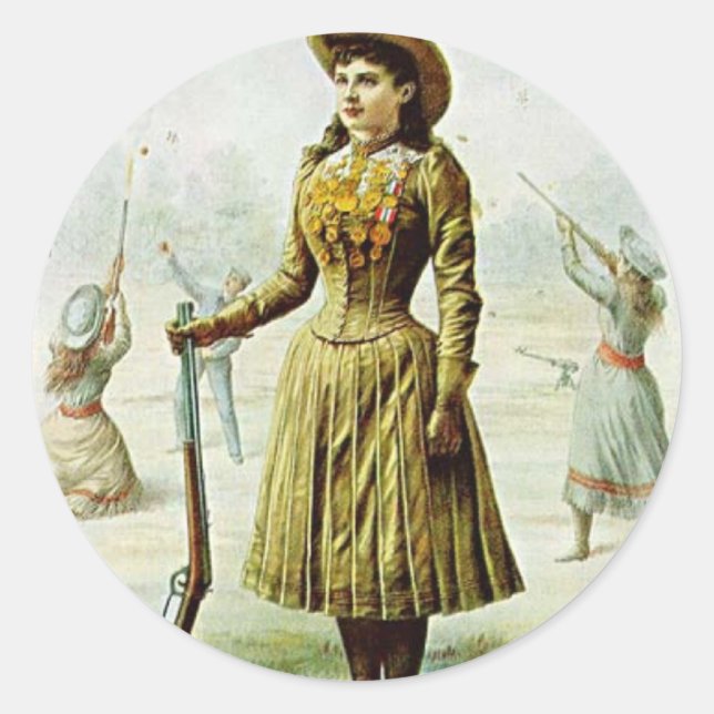 Miss Annie Oakley Classic Round Sticker (Front)
