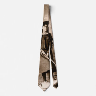 Miss Annie Oakley with Gun, Vintage Photo Portrait Tie