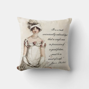 “Miss Bennet” Jane Austen quote and transcript, Throw Pillow