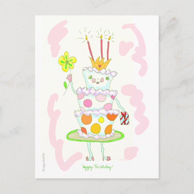 miss birthday cake postcard (Front)