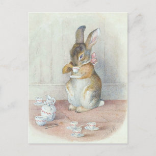 Miss Bunny Drinking Tea Postcard