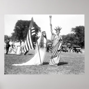 Miss Columbia and Lady Liberty: 1919 Poster