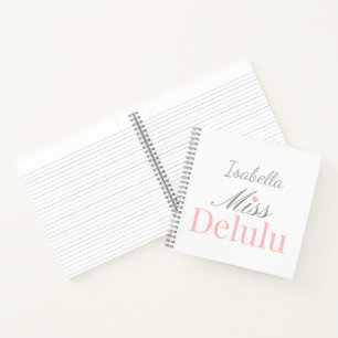 Miss Delulu, Funny Pink Aesthetic Gift for Her Notebook