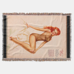 Miss February Varga Girl 1946 Pin-up Calendar Throw Blanket